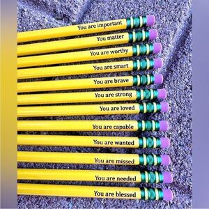 12 PACK Positive Words of Affirmation Motivational Pencils
